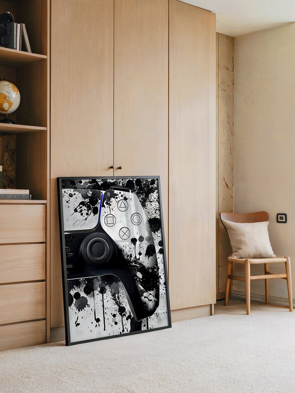 Controller Tinte Spritzer Schwarzweiß