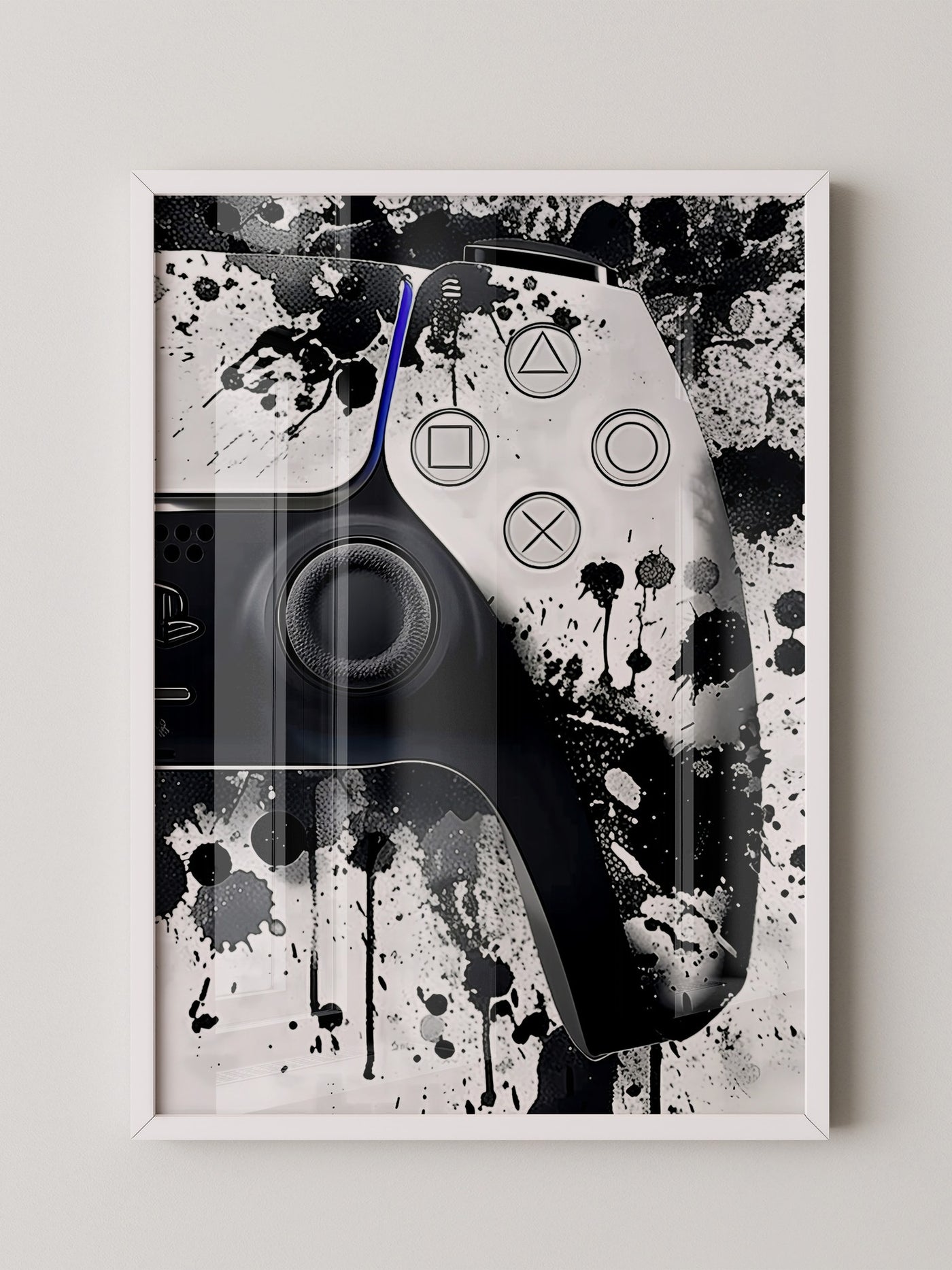 Controller Tinte Spritzer Schwarzweiß