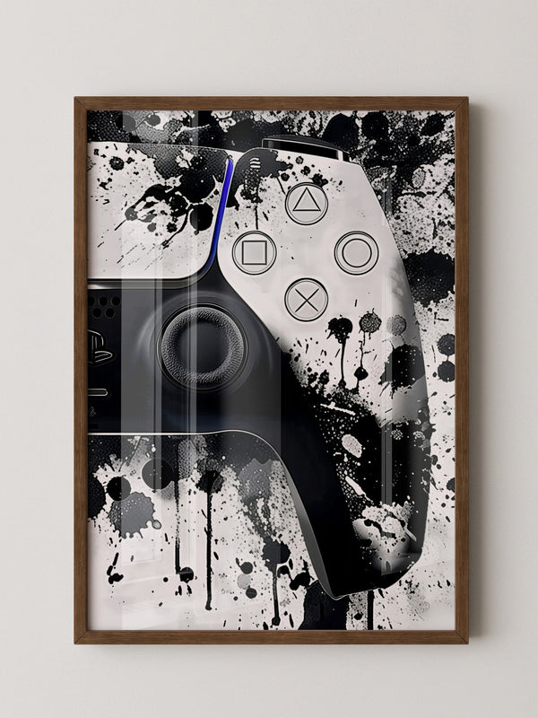 Controller Tinte Spritzer Schwarzweiß