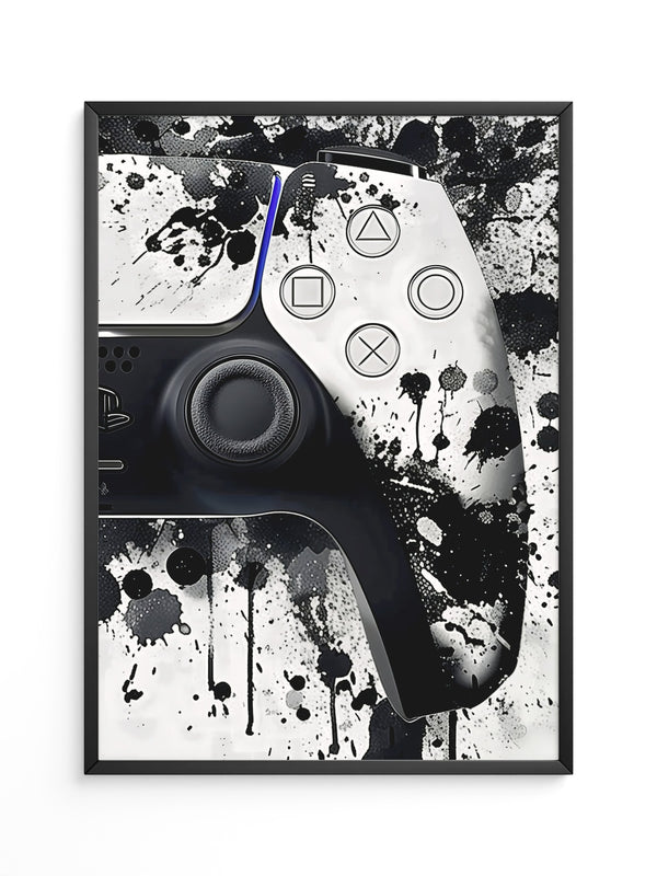 Controller Tinte Spritzer Schwarzweiß
