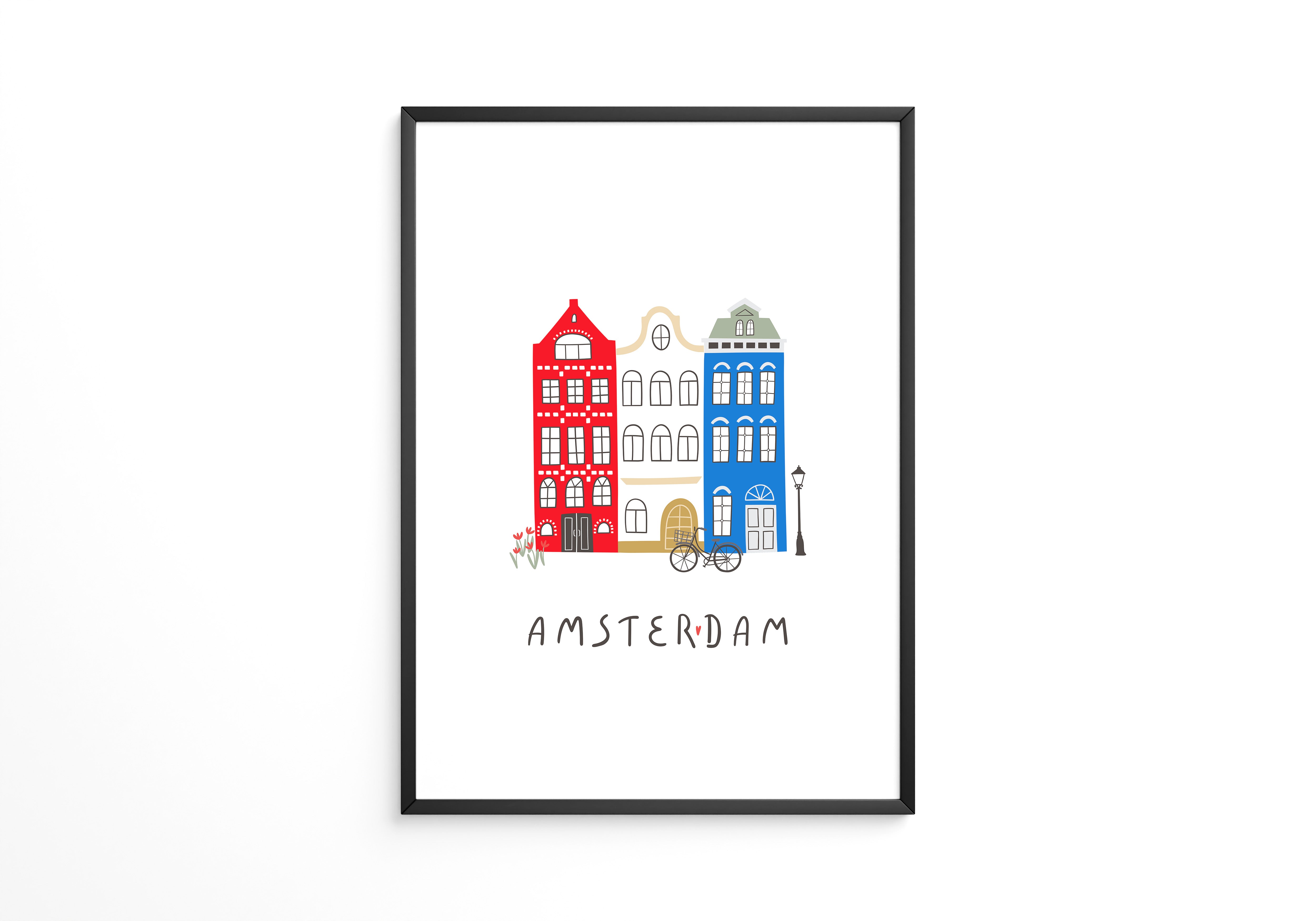 Grachtenhäuser Amsterdam Grafik