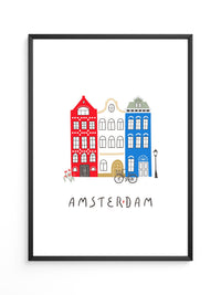 Grachtenhäuser Amsterdam Grafik