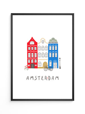Grachtenhäuser Amsterdam Grafik