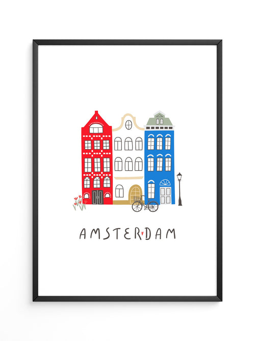 Grachtenhäuser Amsterdam Grafik