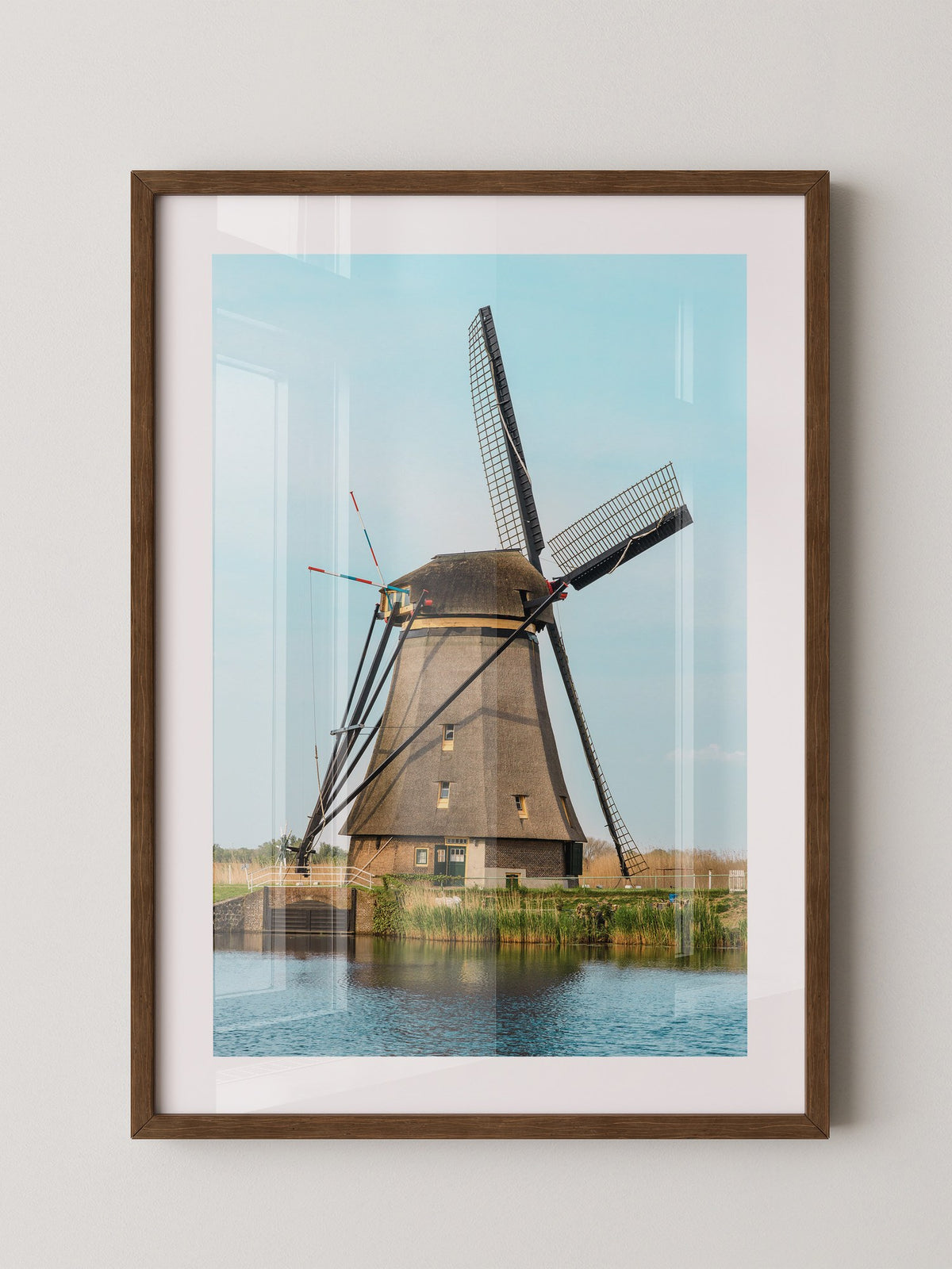 Windmühle Landschaft Pastellblau