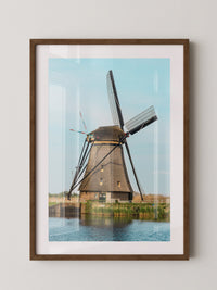 Windmühle Landschaft Pastellblau