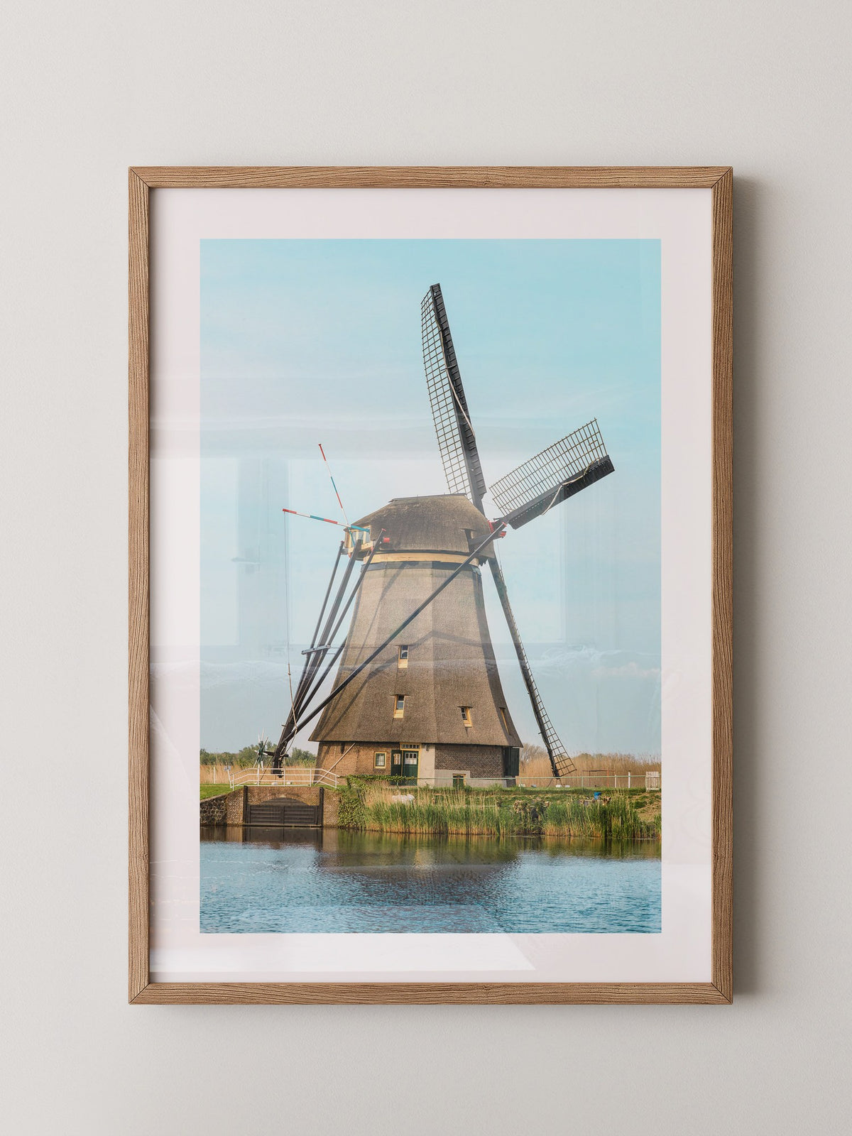 Windmühle Landschaft Pastellblau