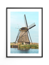 Windmühle Landschaft Pastellblau