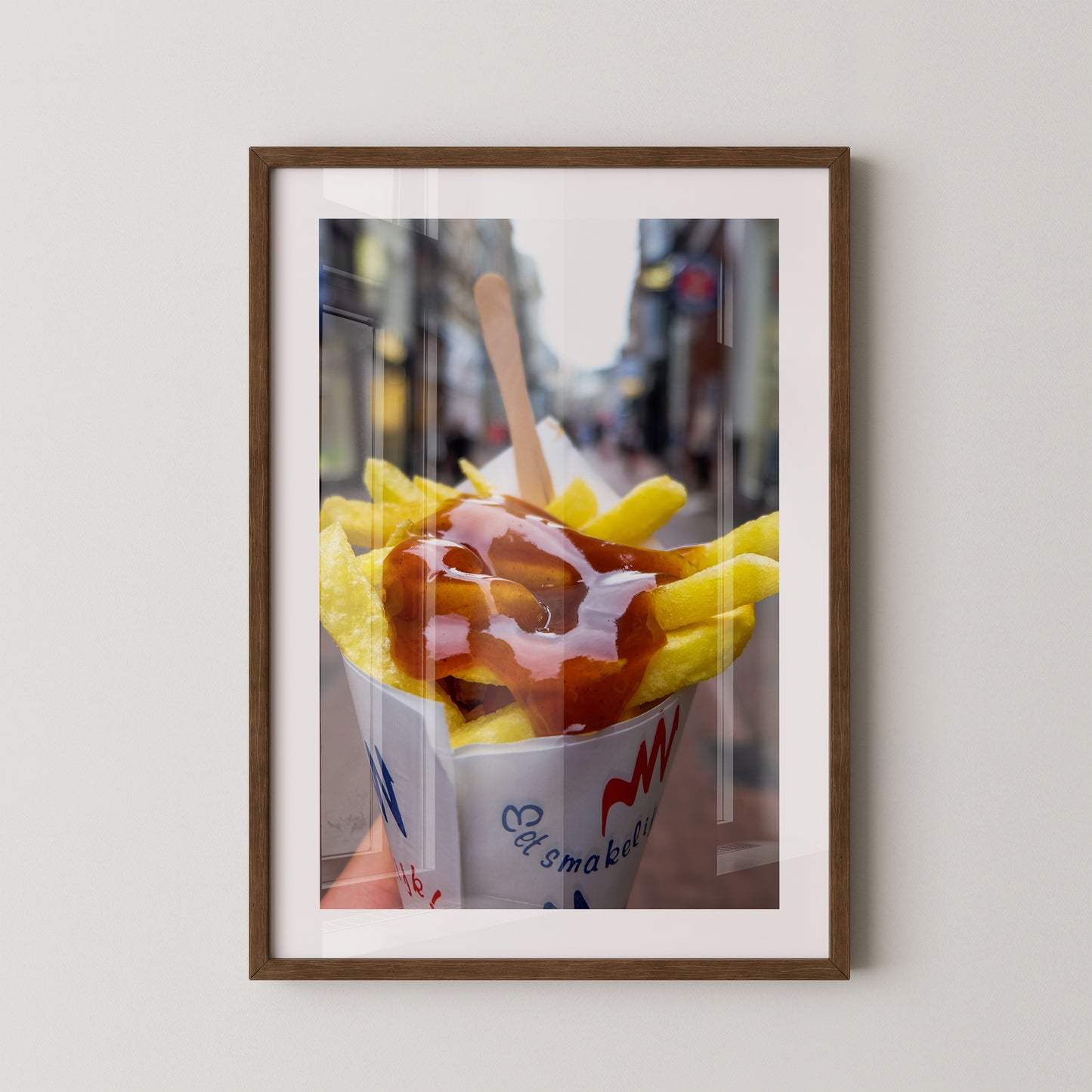Pommes Currywurst Sauce Nahaufnahme