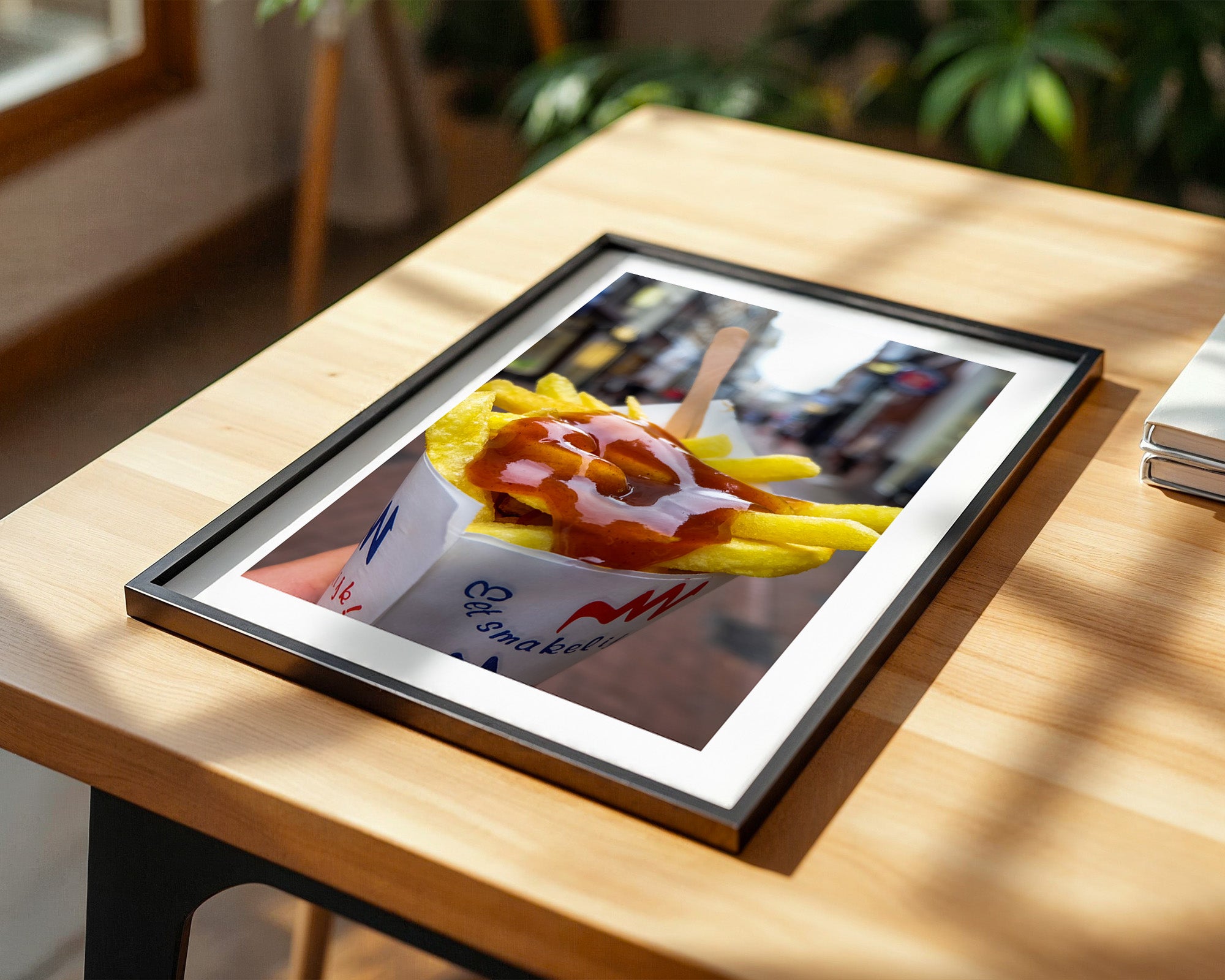 Pommes Currywurst Sauce Nahaufnahme