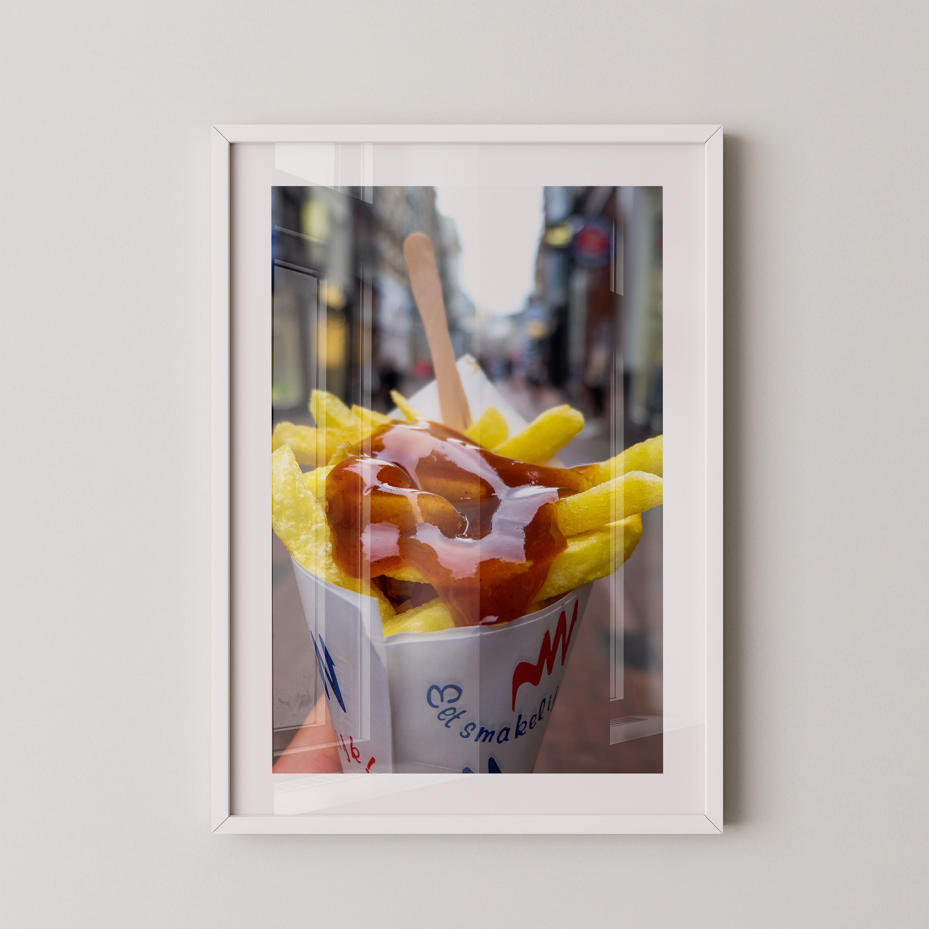 Pommes Currywurst Sauce Nahaufnahme