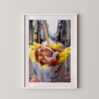 Pommes Currywurst Sauce Nahaufnahme