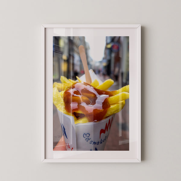 Pommes Currywurst Sauce Nahaufnahme