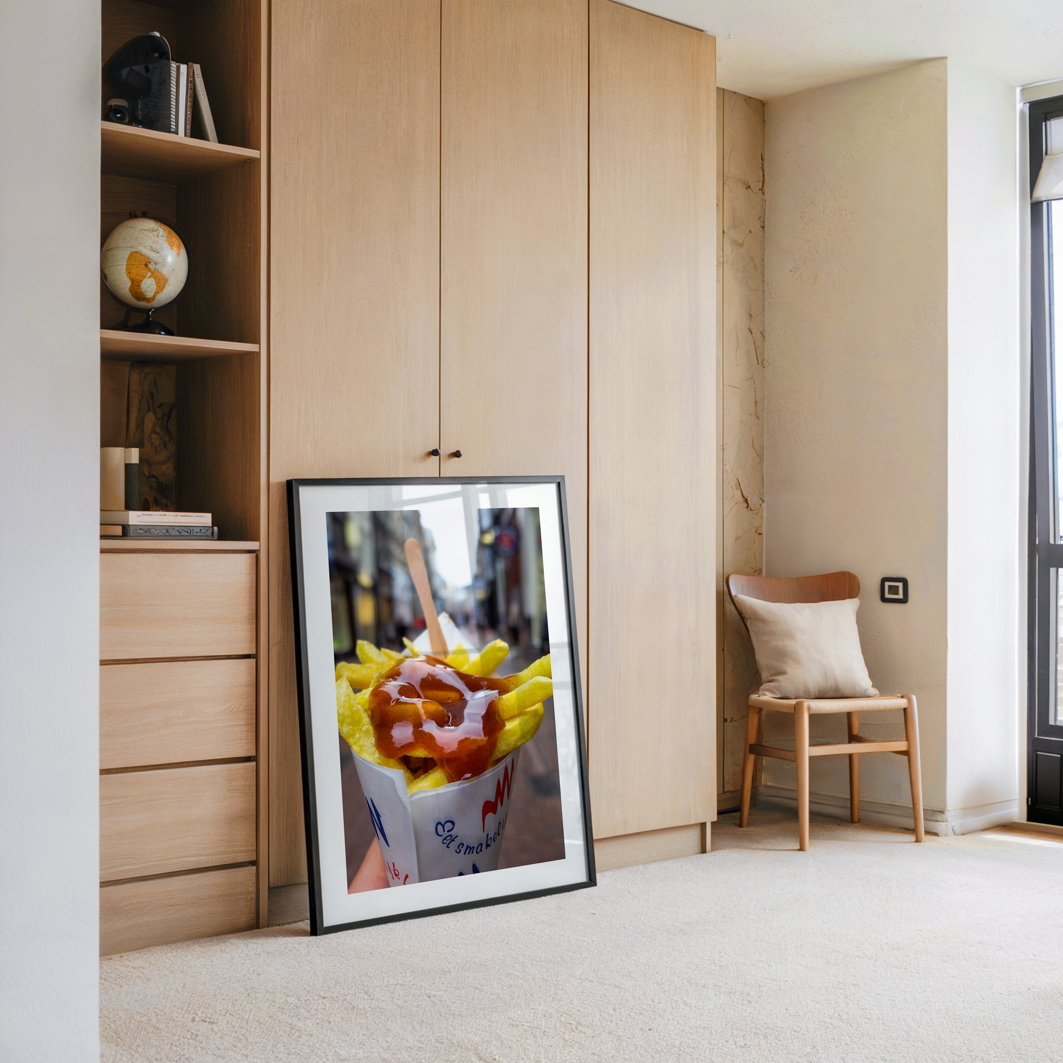 Pommes Currywurst Sauce Nahaufnahme