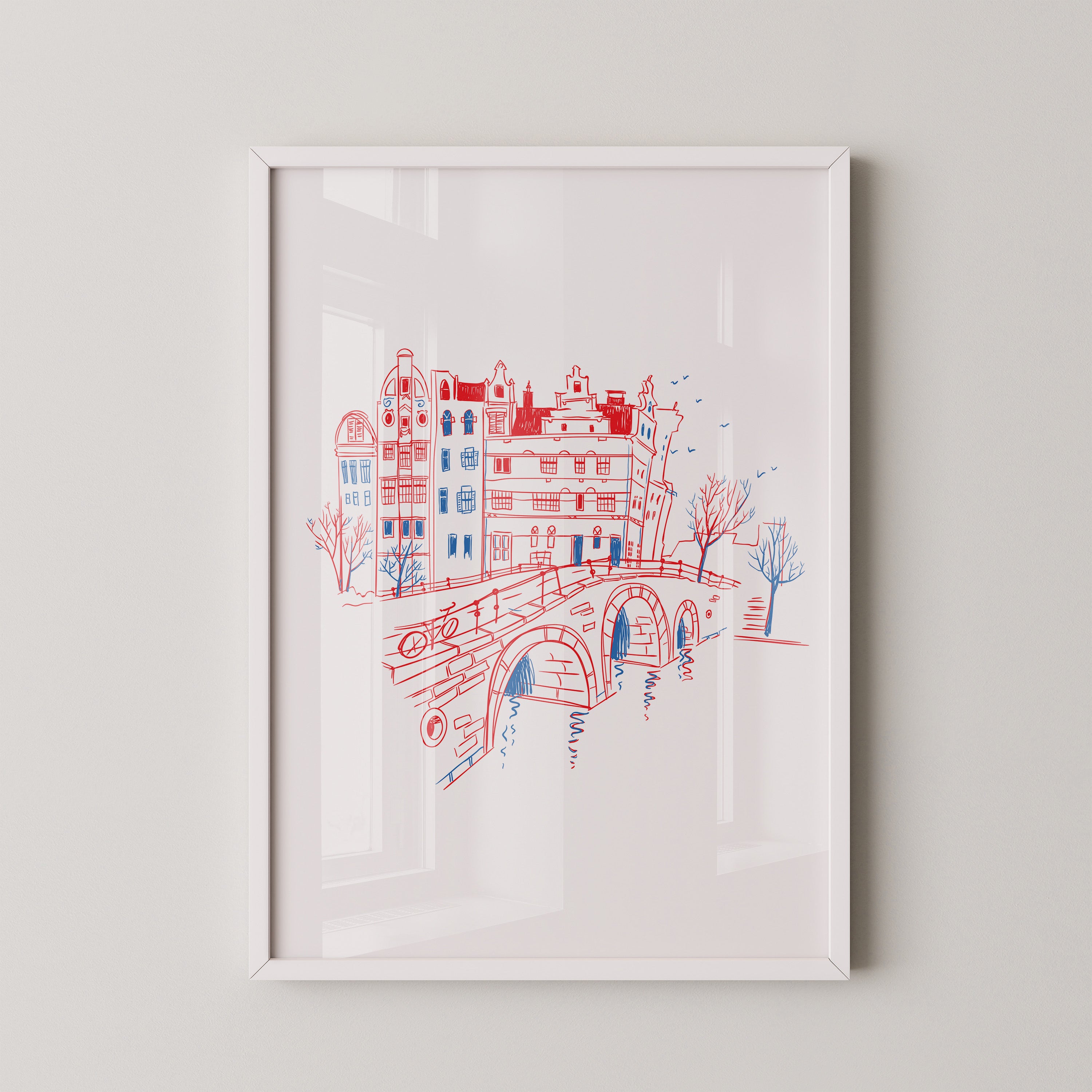 Stadtansicht Brücke Rot-Blau