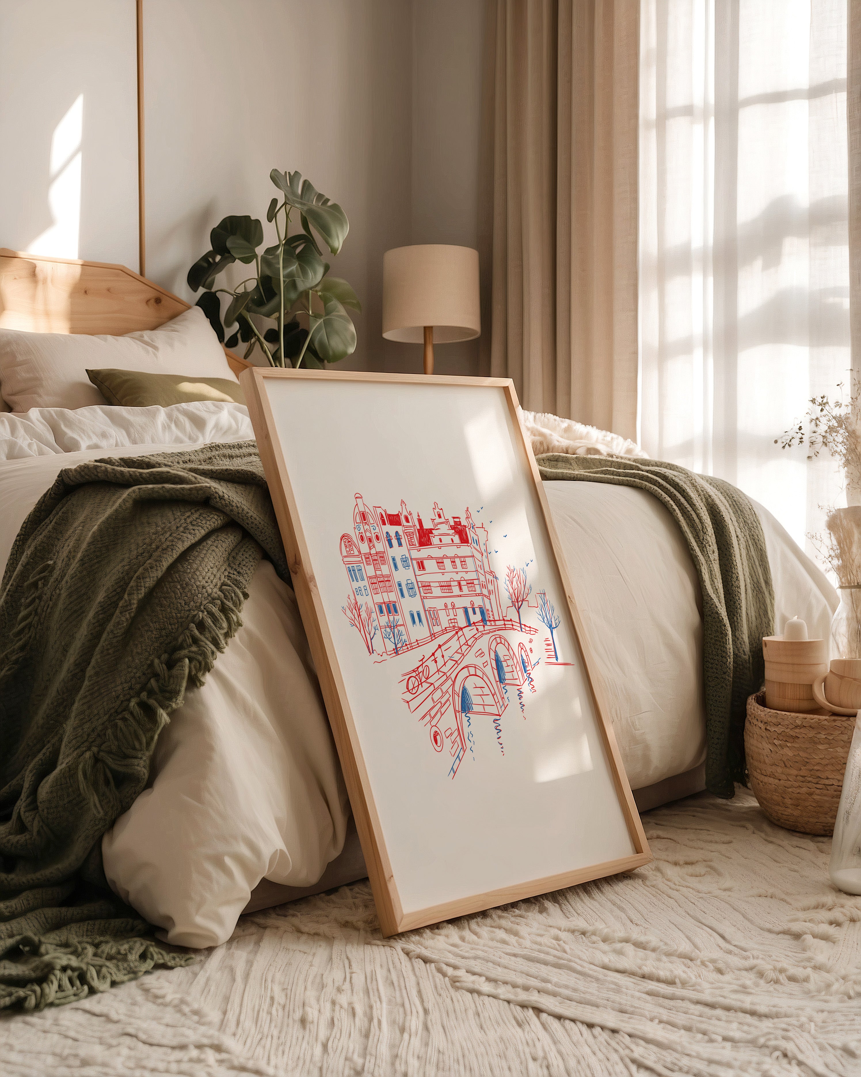 Stadtansicht Brücke Rot-Blau