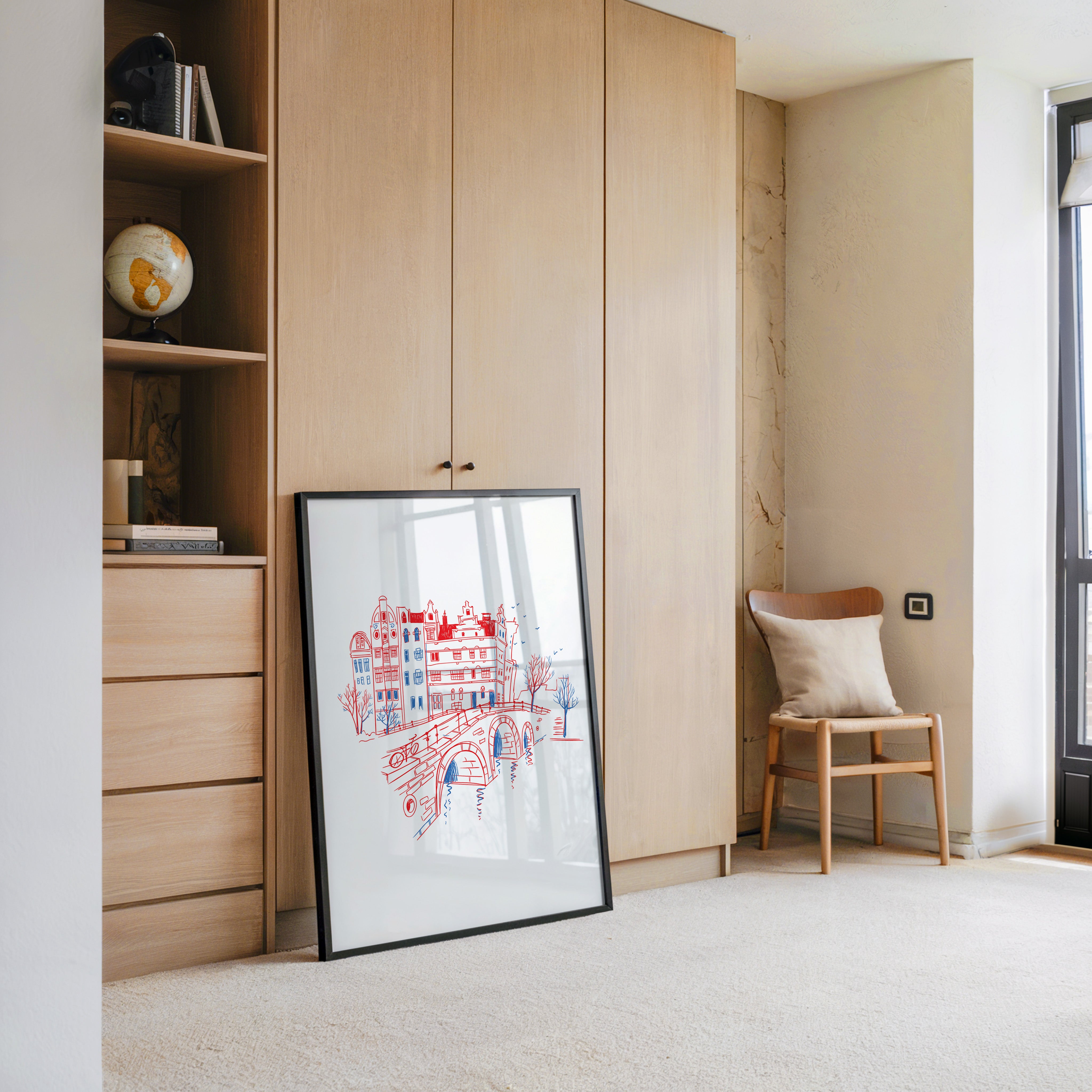 Stadtansicht Brücke Rot-Blau