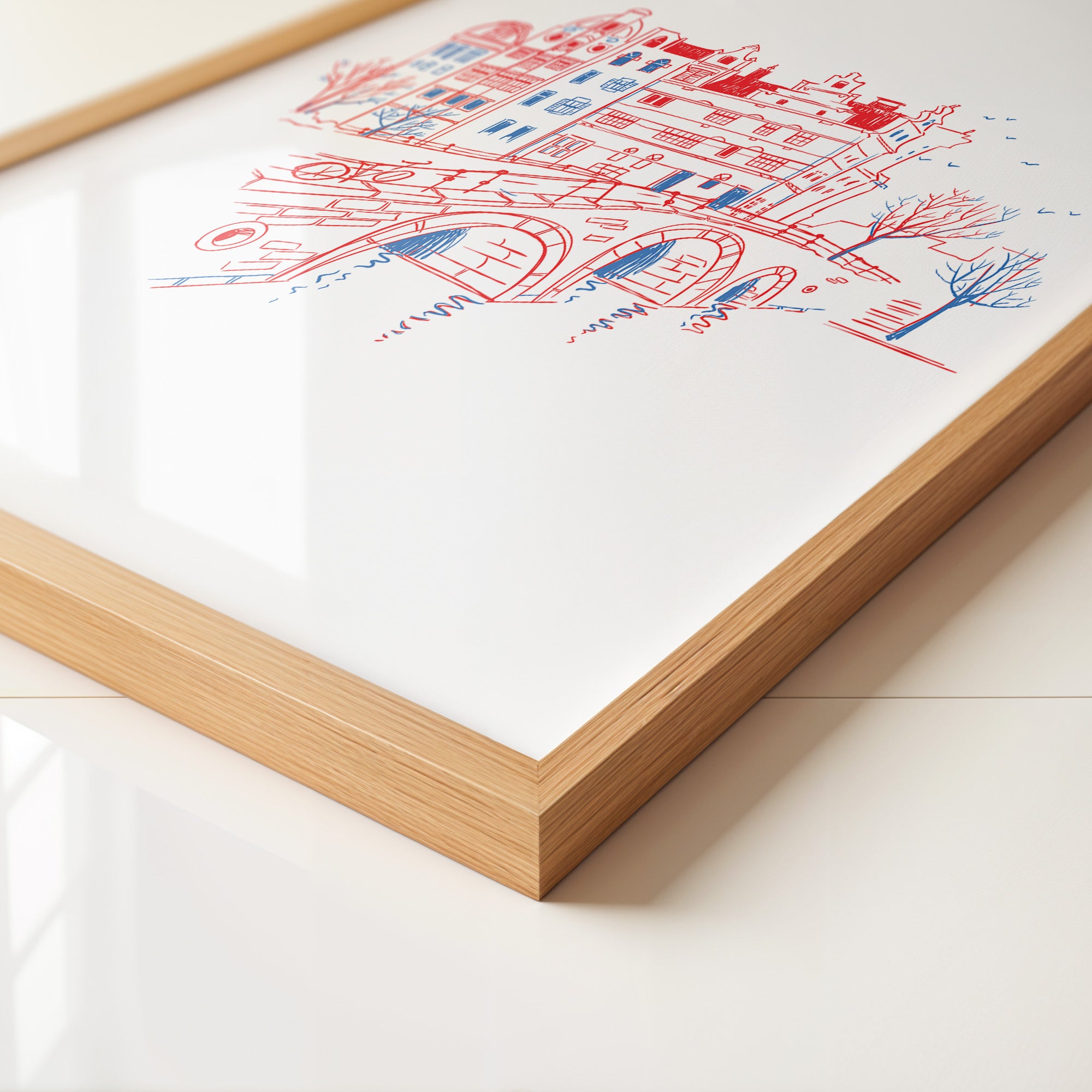 Stadtansicht Brücke Rot-Blau