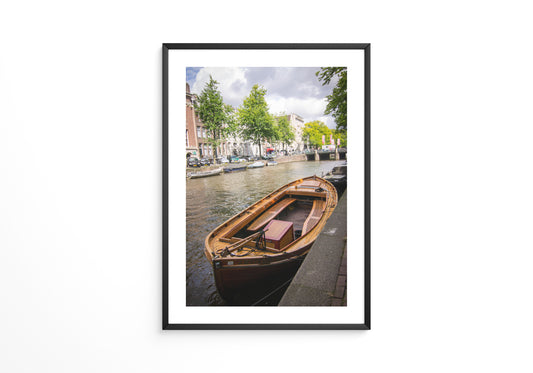 Holzboot Kanalansicht Amsterdam