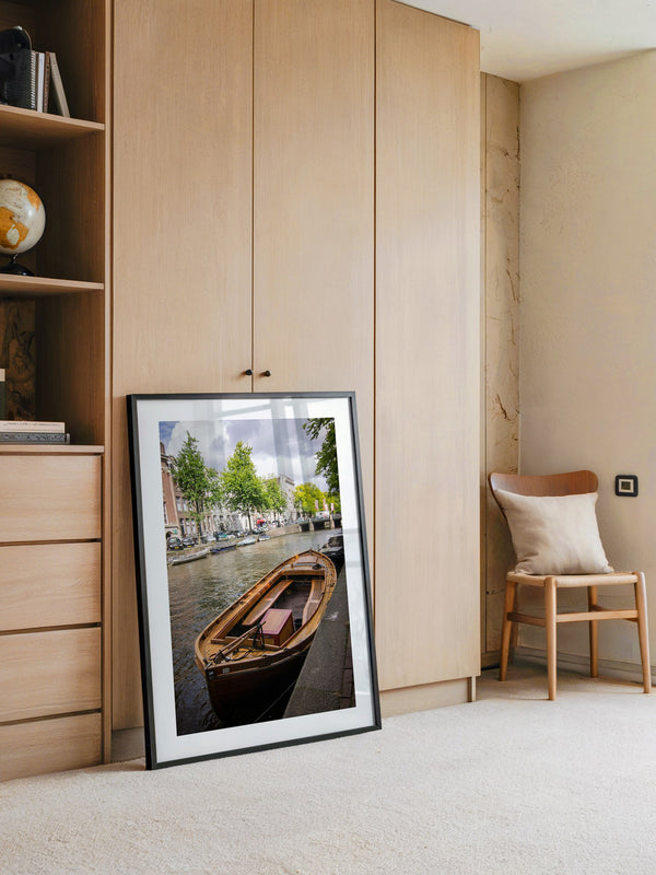 Holzboot Kanalansicht Amsterdam