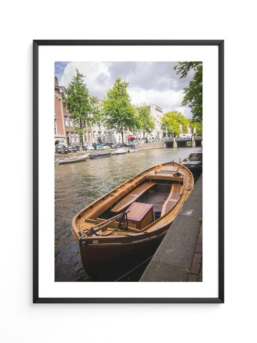 Holzboot Kanalansicht Amsterdam