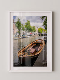 Holzboot Kanalansicht Amsterdam