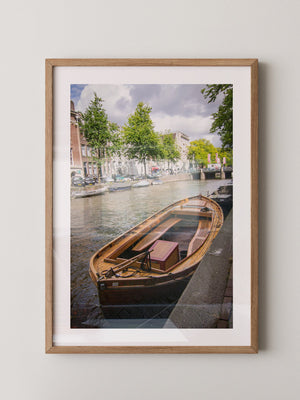 Holzboot Kanalansicht Amsterdam