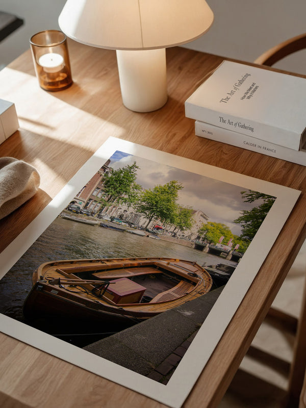 Holzboot Kanalansicht Amsterdam