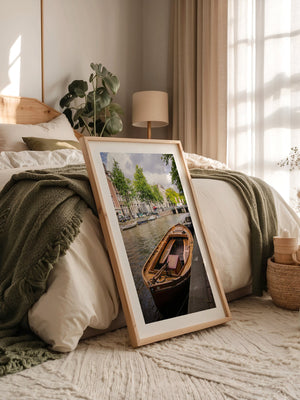 Holzboot Kanalansicht Amsterdam