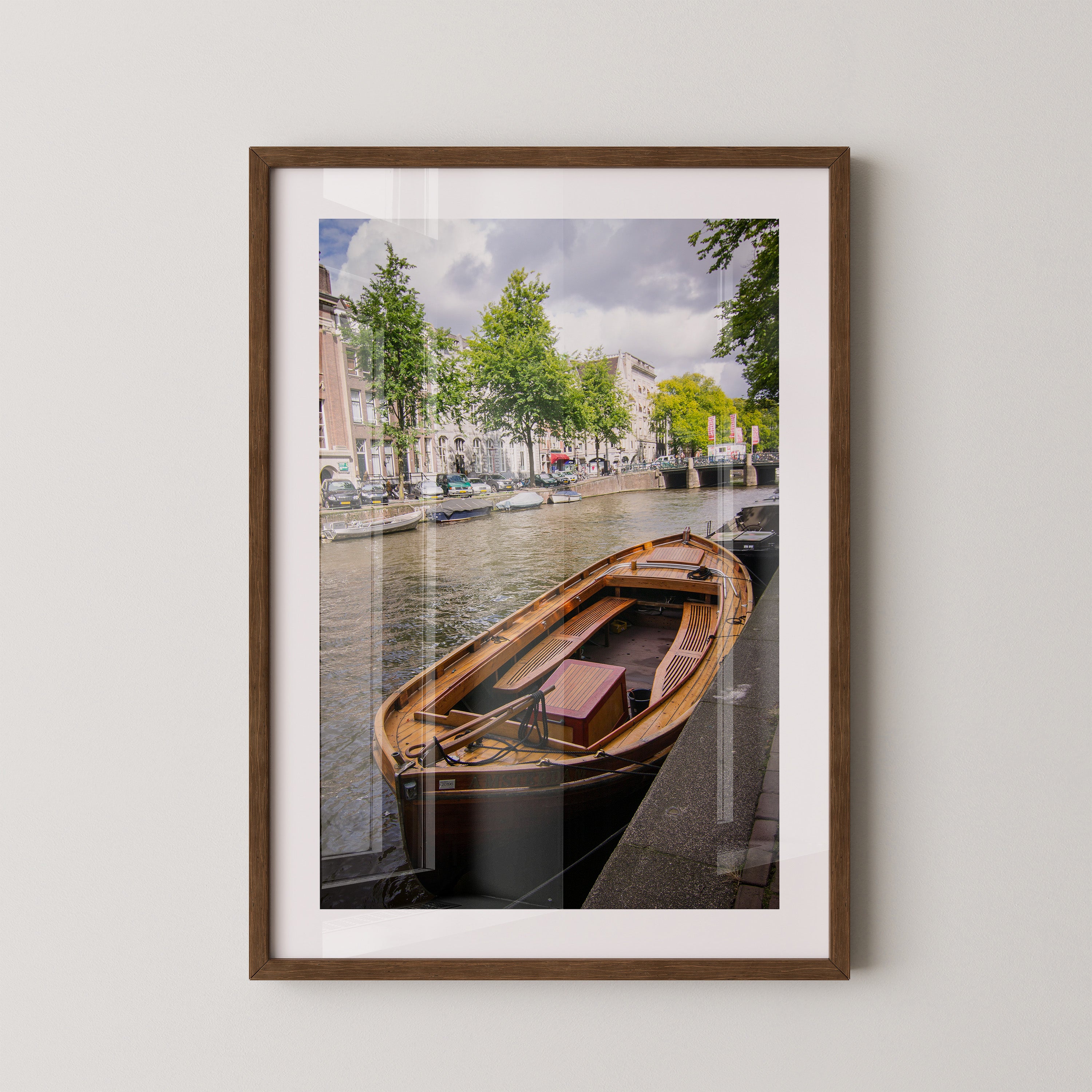 Holzboot Kanalansicht Amsterdam