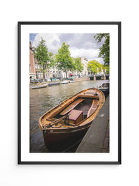 Holzboot Kanalansicht Amsterdam