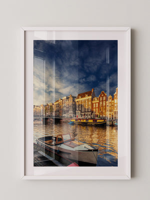 Amsterdam Grachtenhäuser Abendstimmung
