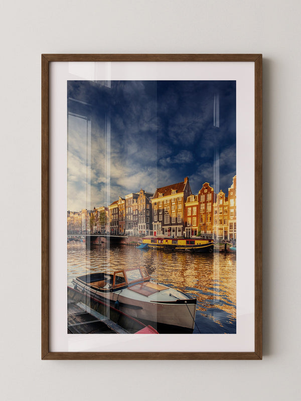 Amsterdam Grachtenhäuser Abendstimmung
