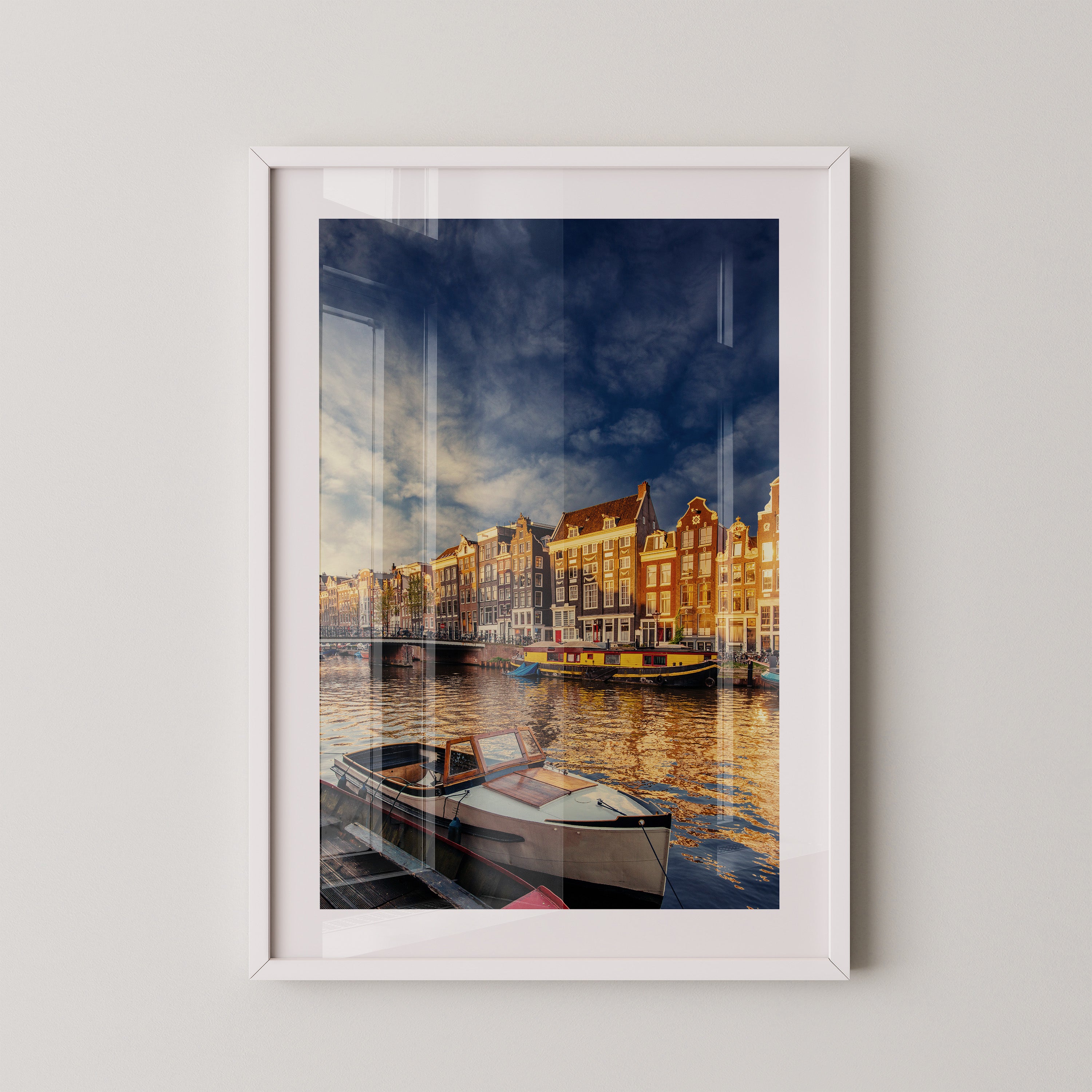 Amsterdam Grachtenhäuser Abendstimmung