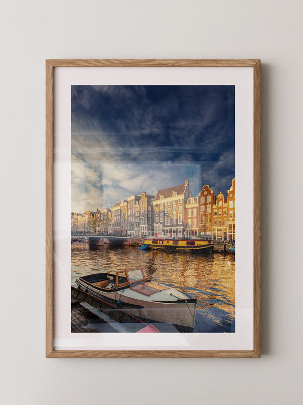 Amsterdam Grachtenhäuser Abendstimmung