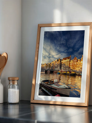 Amsterdam Grachtenhäuser Abendstimmung