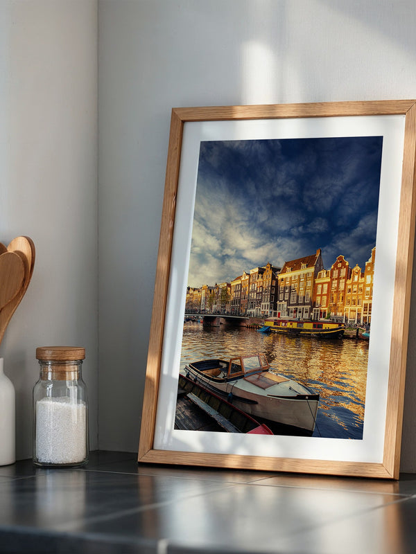 Amsterdam Grachtenhäuser Abendstimmung