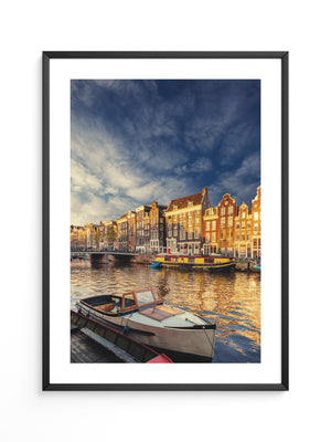 Amsterdam Grachtenhäuser Abendstimmung