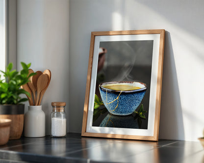 Blau Keramiktasse mit Dampf