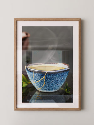 Blau Keramiktasse mit Dampf