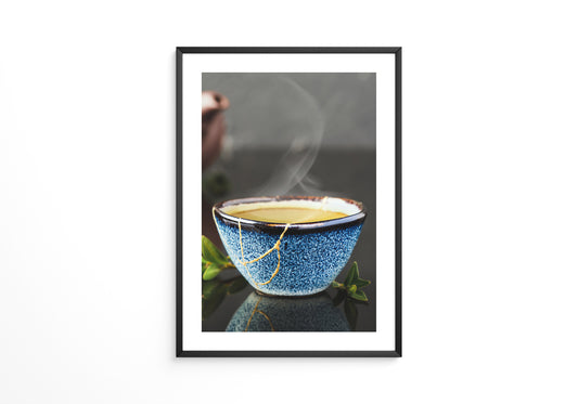 Blau Keramiktasse mit Dampf