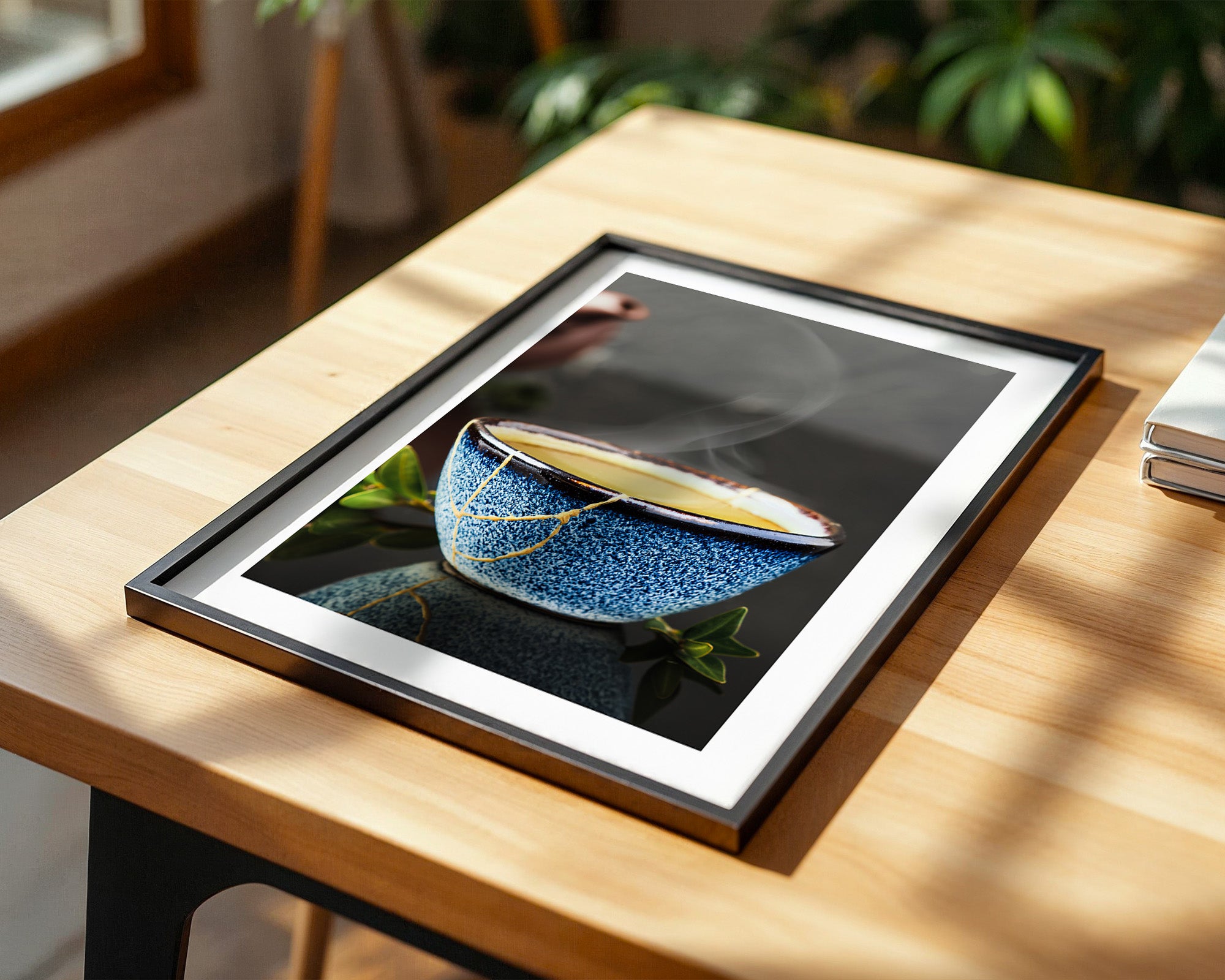 Blau Keramiktasse mit Dampf