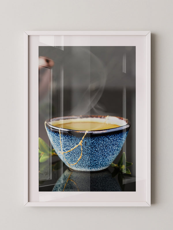 Blau Keramiktasse mit Dampf