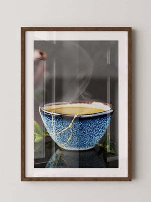 Blau Keramiktasse mit Dampf