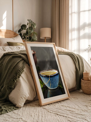 Blau Keramiktasse mit Dampf