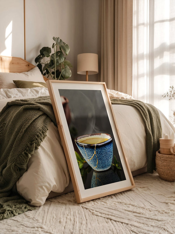 Blau Keramiktasse mit Dampf