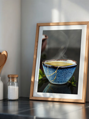 Blau Keramiktasse mit Dampf