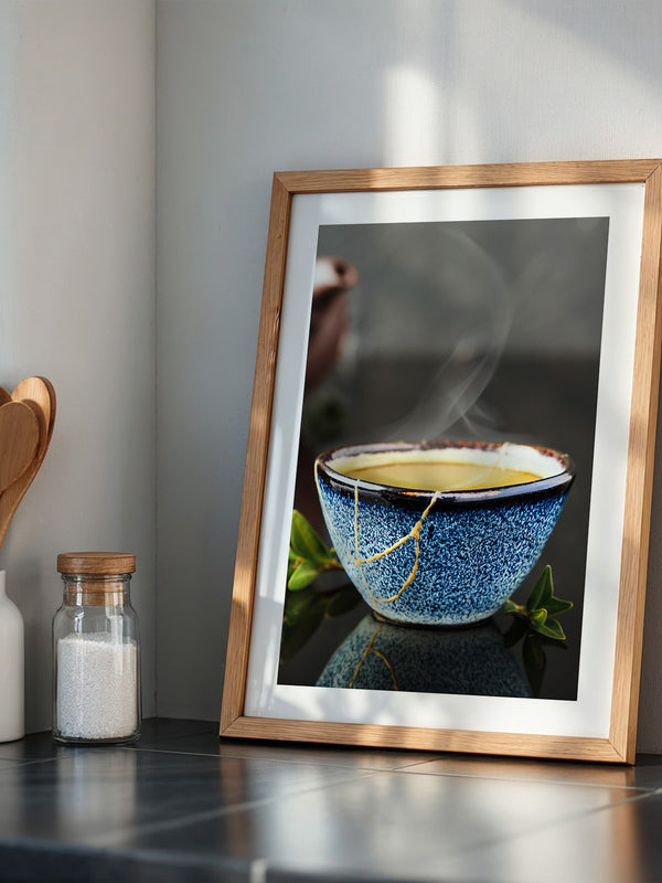 Blau Keramiktasse mit Dampf