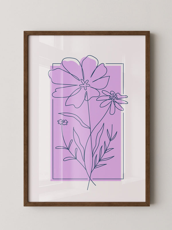 Blumen Kontur lila Quadrat
