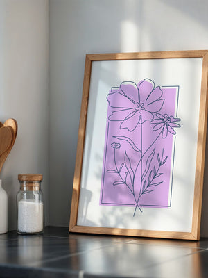 Blumen Kontur lila Quadrat